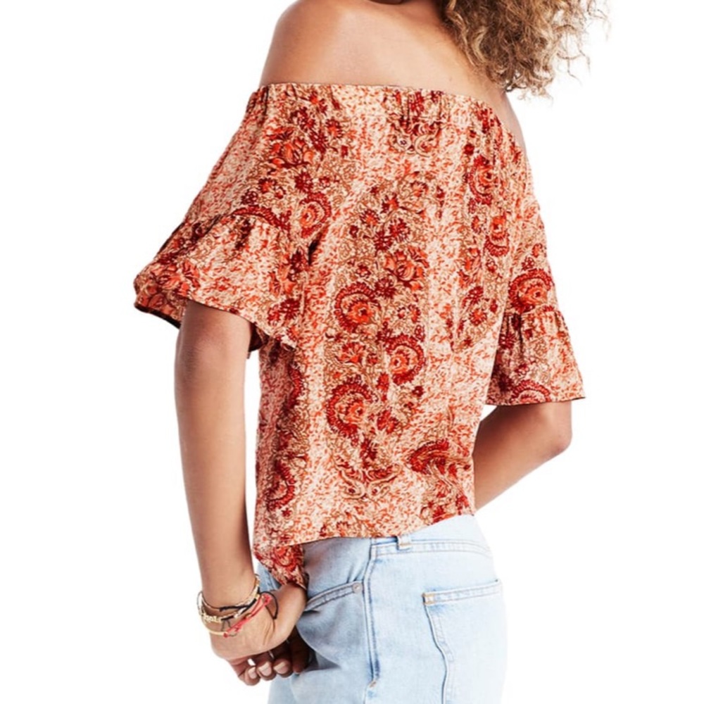 Madewell Paisley Off the Shoulder Silk Blouse - Picture 5 of 6